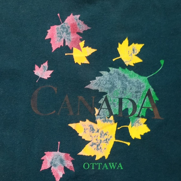 Vintage 90s Canada Falling Leaves Faded Ottawa Single Stitch T-Shirt