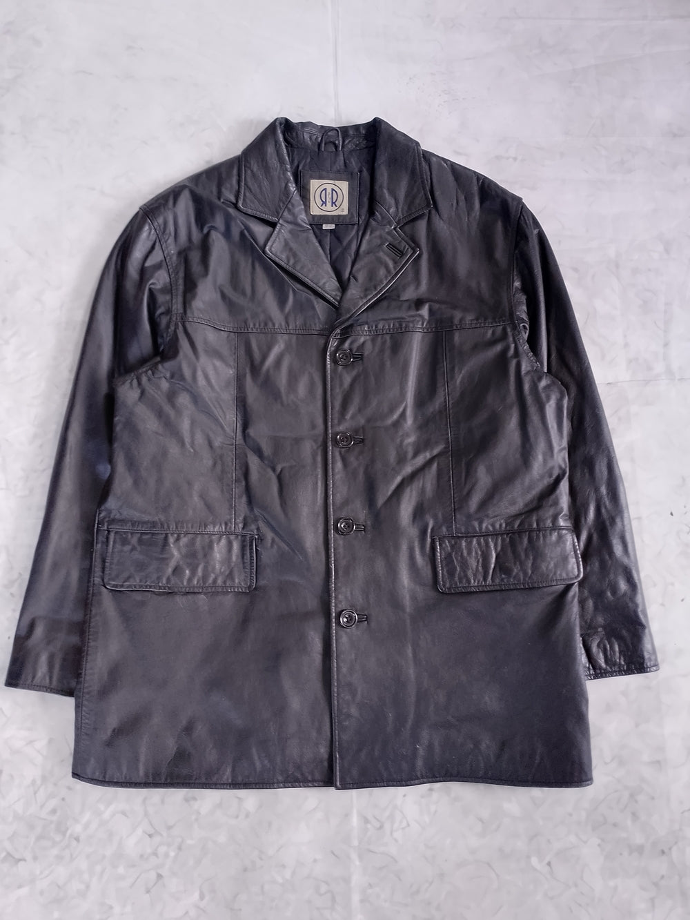 Vintage 90s Men's Black Leather Button-Front Jacket UNISEX R&R