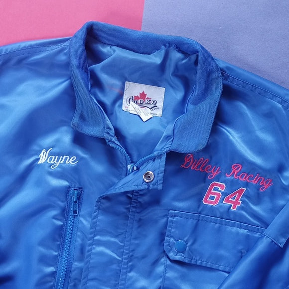 Vintage 90s Pit Crew Dilly Racing 64 NTN Bearings Sport Jacket