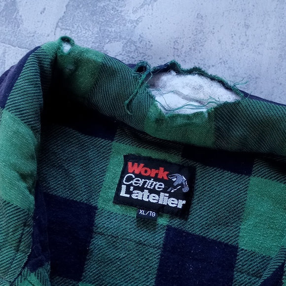 Vintage Green Plaid Distressed Work Vest