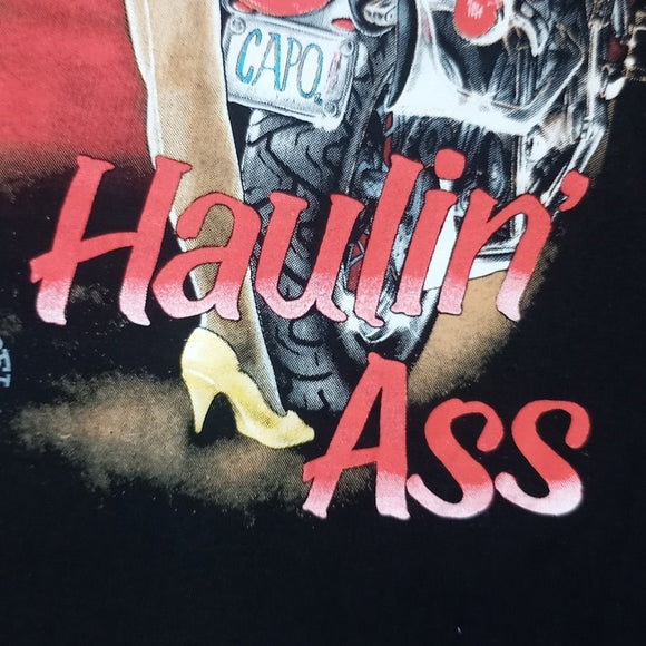 Vintage 1990 Haulin Ass Just Brass INC Single Stitch T-Shirt 3D Emblem