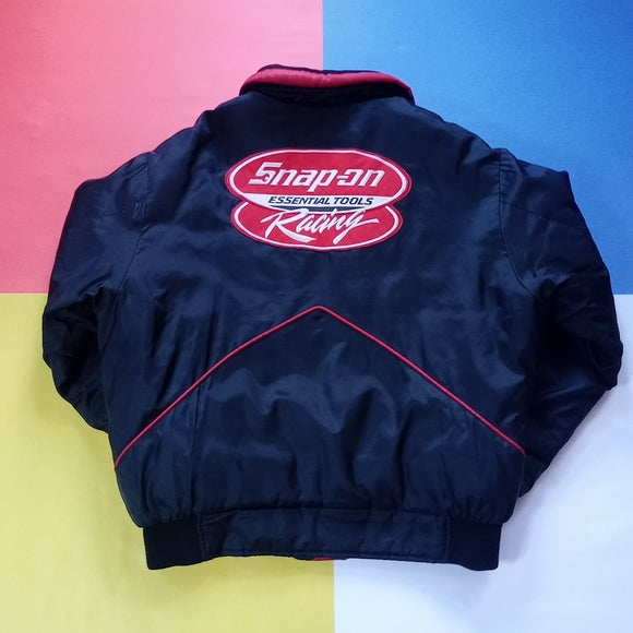 Vintage 90s Snap On Racing Checkered Flag Sleeves Winter Jacket