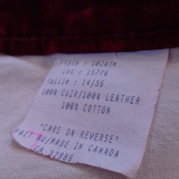 Vintage 90s SKOTTS SUEDE Vibrant Red LEATHER Pants WASHABLE