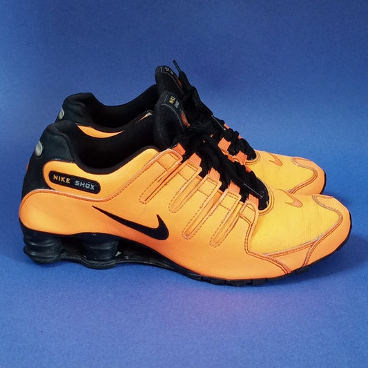 Nike Shox NZ Leather Running Shoes Sneakers Orange Crimson Black Men’s 378341-801