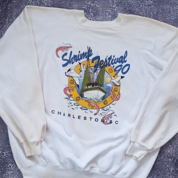 Vintage 1990 SHRIMP FESTIVAL Charleston SC Crewneck Sweater