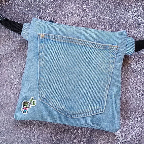 Reworked "Jean Pocket" Denim Benny Bag Fanny Pack Messenger Bag