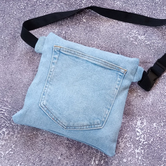 Reworked "Jean Pocket" Denim Benny Bag Fanny Pack Messenger Bag