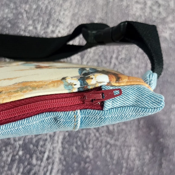 Reworked "Western Denim Cowboy" Benny Bag Messenger/Fanny Pack