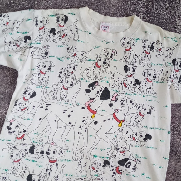 Vintage Disney 101 Dalmatians All Over Print Graphic Movie Pomo T-Shirt