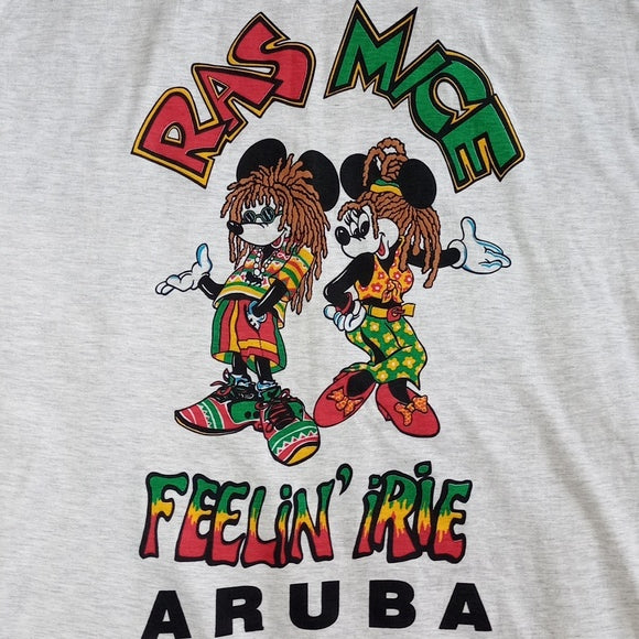 Vintage 90s Super Rare Rasta Mickey Mouse and Minnie T-Shirt Aruba Feelin' Irie