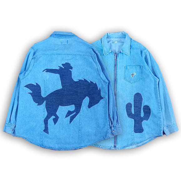 Vintage 90s Cowboy on Horse Silhouette Patch Custom Jacket by DALLAS FABRICS