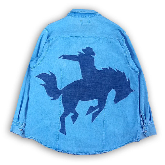 Vintage 90s Cowboy on Horse Silhouette Patch Custom Jacket by DALLAS FABRICS