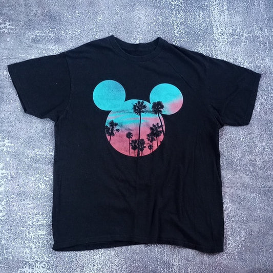 DISNEY X NEFF MiCKEY HEAD SILHOUETTE OF CALI SKY AND TREES T-SHIRT