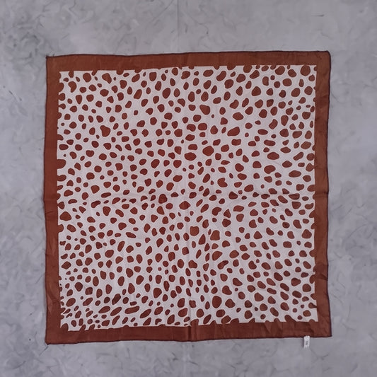 Vintage Brown & White Leopard Print Silk Neckerchief – 20” Square Animal Print S