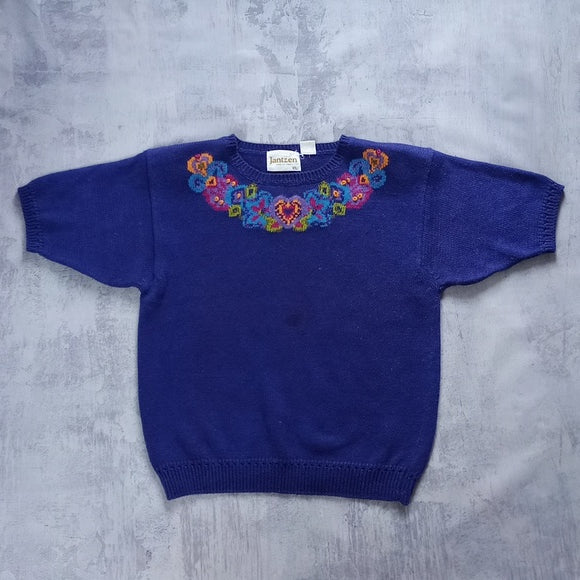 Vintage 90s Jantsen Floral Top with Purple Shirt