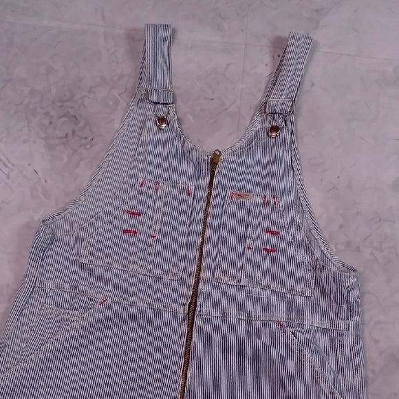 Vintage 1996 Bluenotes Train Conductor Railroad Striped Demim Overalls Workwear