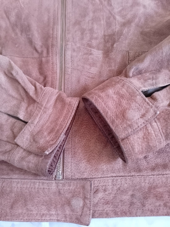 Women’s Suede Zip-Front Jacket - Rose Brown CLEO