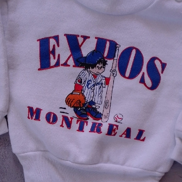 VINTAGE 90s Expos Montreal Kids White Sweatshirt UNISEX