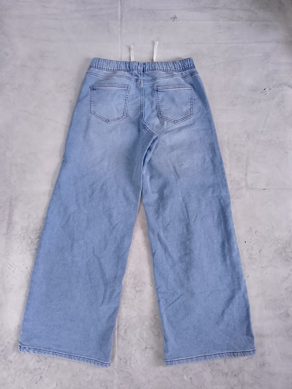 Light Wash Drawstring Wide Leg Jeans