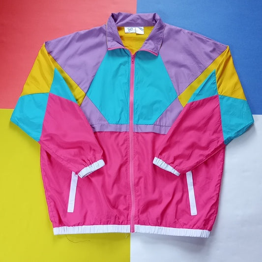 Vintage 90s Funky Aunt Aiv Colour Block Windbreaker Jacket UNISEX