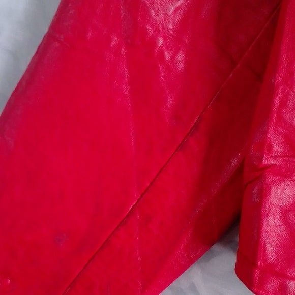 Vintage 80s Perino Ponti Women's Red Leather Jacket Bomber