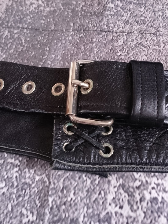 Vintage 90s FMC Black Leather Motorcycle Chaps