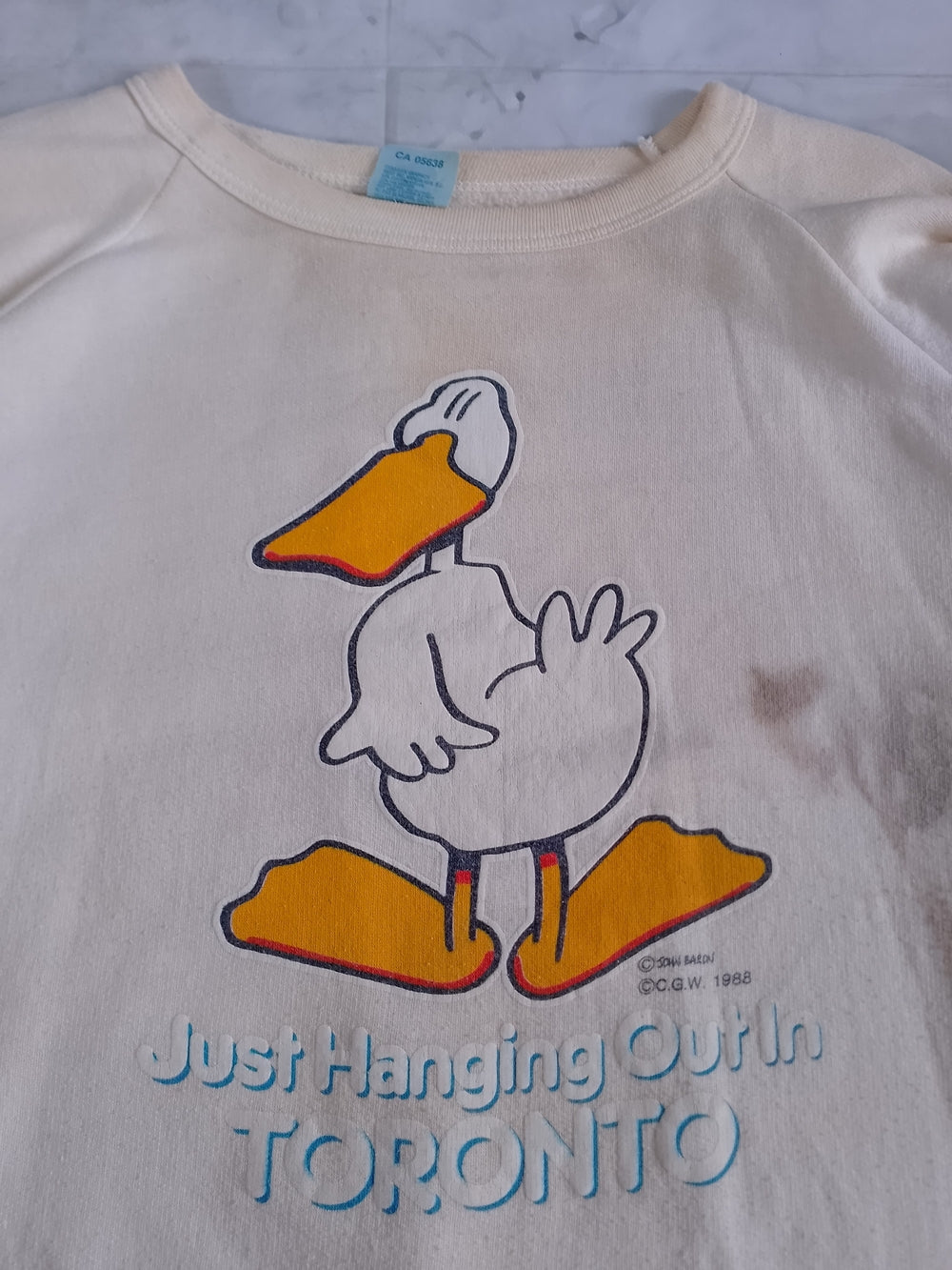 Vintage 1988 DUCK Just Hanging Out In Toronto Crewneck Sweater Unisex