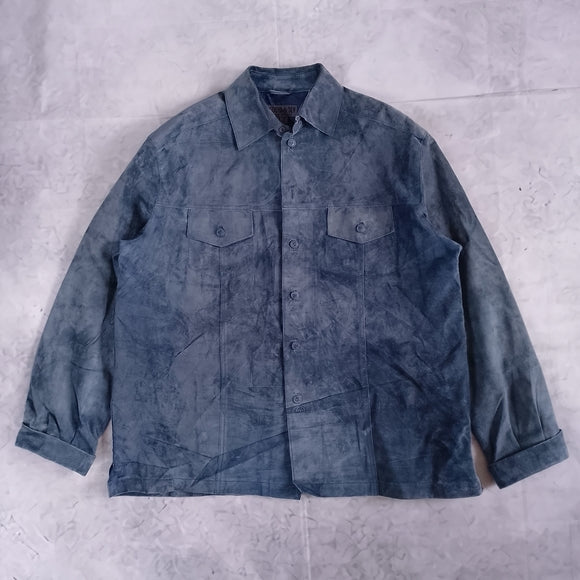 Vintage 90s Men's Blue Suede Button-Up Jacket BEDOYA & SLY