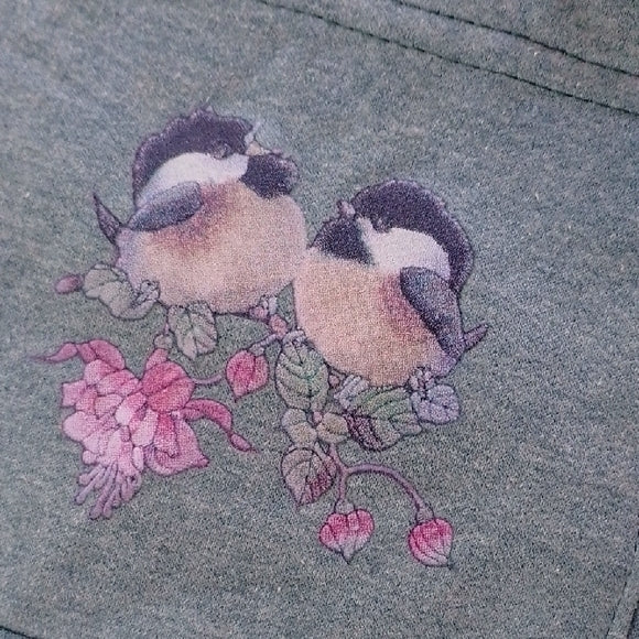 VINTAGE 90s Birds And FLORAL GRAPHIC Green Embroidered Cardigan