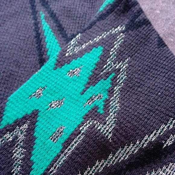 VINTAGE 90s Vintage Geometric Sweater in Teal and Black