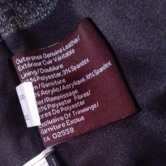 Danier Cream Leather Jacket With Forest Silhouette Inside