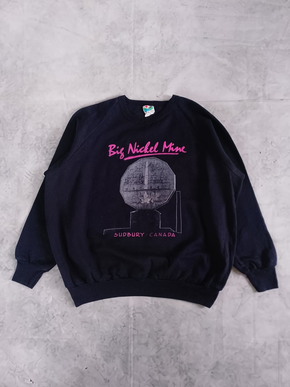 Vintage 90s Big Nickel Mine Sudbury Canada Black Crewneck Sweatshirt