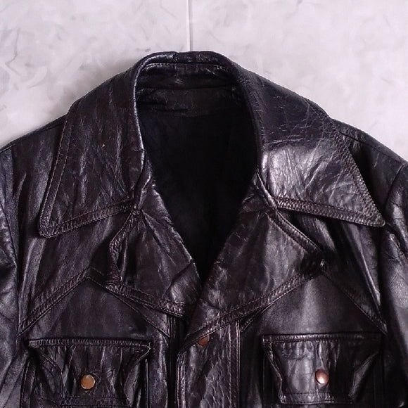 Vintage Leather Jacket Motorcycle Style Unisex