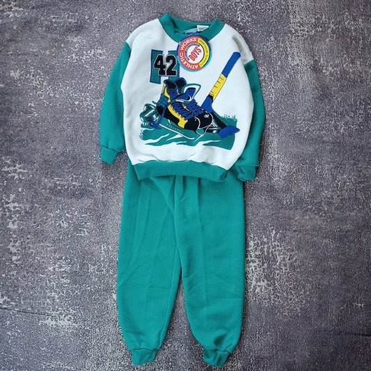 DEADSTOCK Vintage Hockey Themeed Atheltic Boys Sweater And Pants