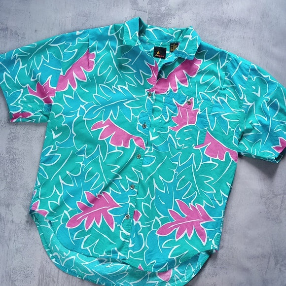 Vintage 90s LizSport Leaf Pattern Button-Up Shirt