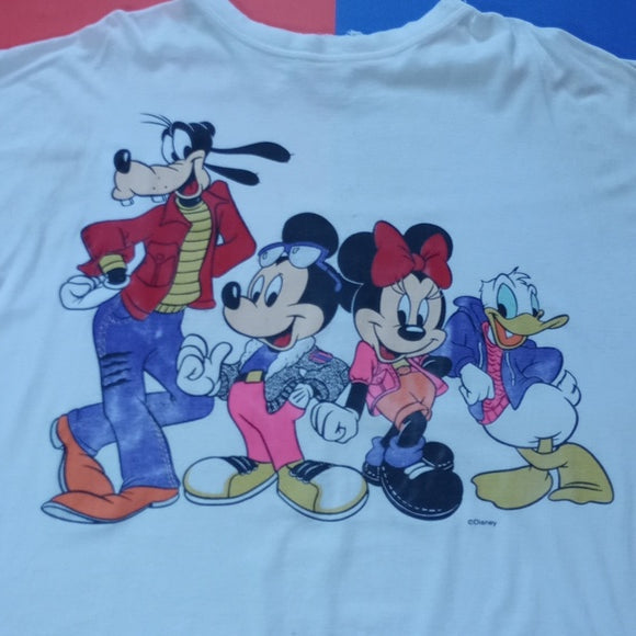 Vintage 90s Disney Mickey Minnie Goofy And Donald Chillin' Distressed T-Shirt
