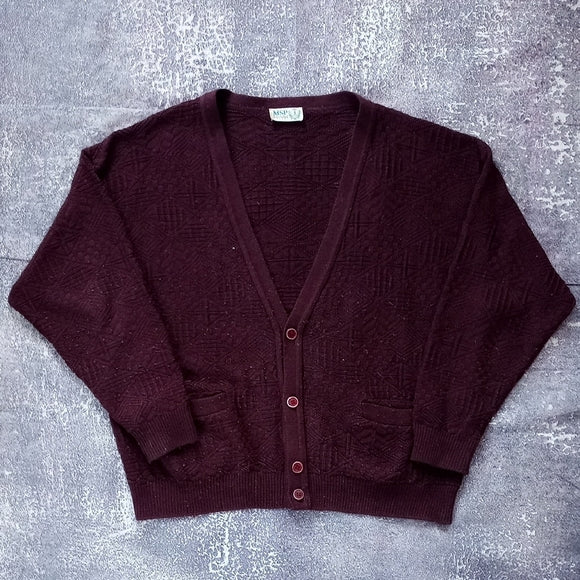 Vintage MSP SPORT MOORES Maroon Cardigan Sweater