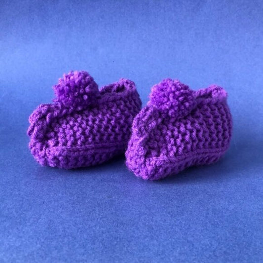 NWT Vintage Handmade Knitted Purple Children’s Slipper Booties