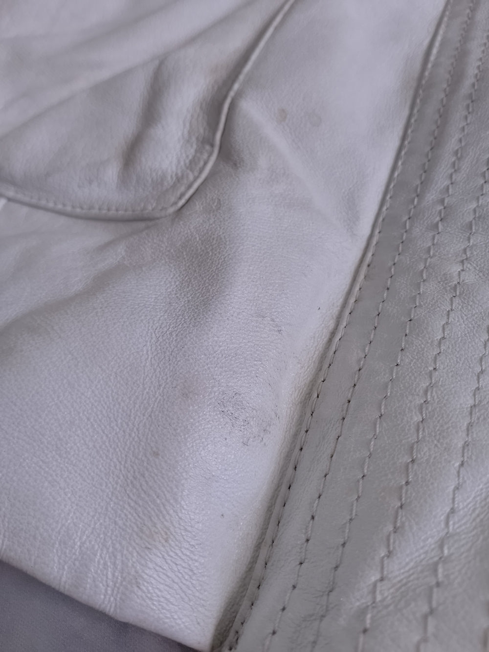Danier White Leather Jacket with Faux Fur Trim