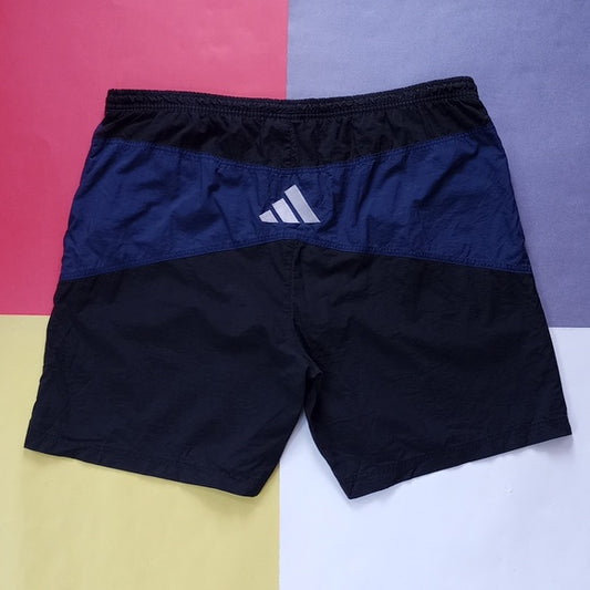 Vintage 90s Adidas Blue Black Essential Shorts Pockets