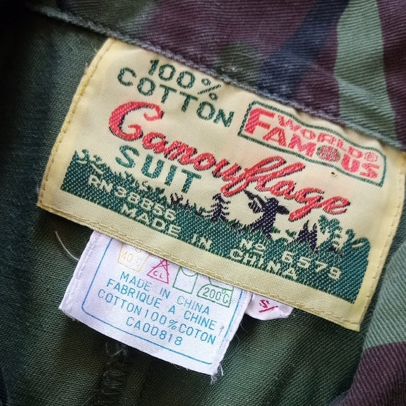 VINTAGE World Famous Camouflage suit Green Duck Hunting Jumpsuit