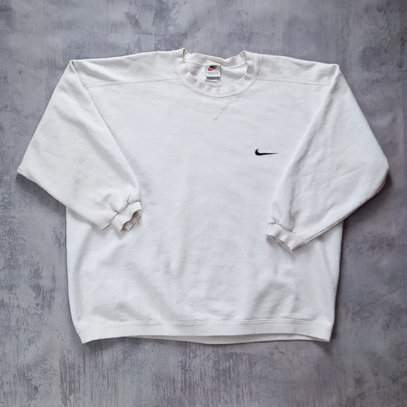 Vintage 90s White Nike Essential Crewneck Sweater