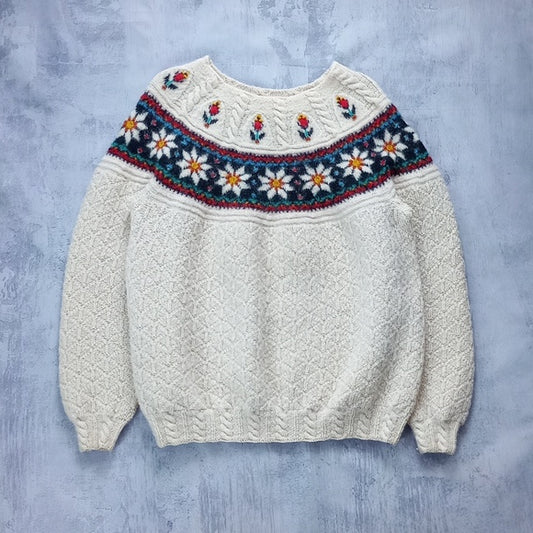 Vintage Dale Of Norway Wool Floral & Snowflake Sweater