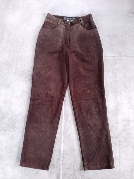 Y2K EXCHANGE Brown Suede Wide-Leg Pants