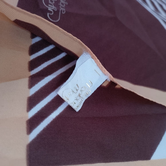 Vintage Monique Martin Heritage Geometric Scarf Brown Orange White Made in Italy