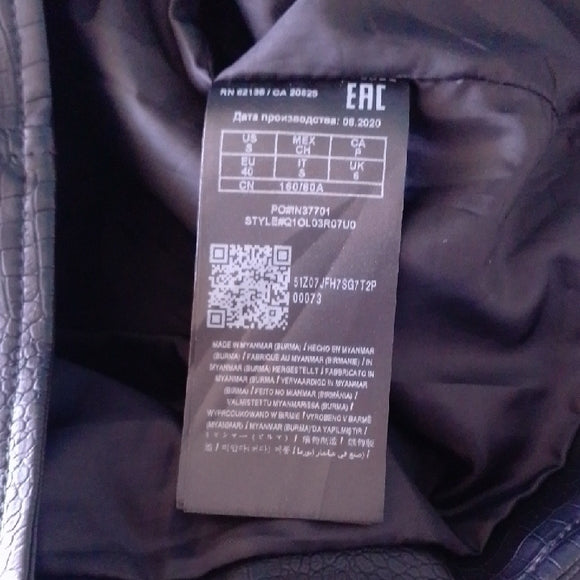 GUESS Black Faux Leather Jacket with Faux Fur Collar