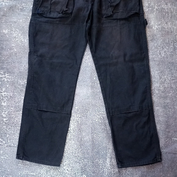 DICKIES DOUBLE KNEE CARGO POCKET WIDE BAGGY DENIM BLACK JEANS