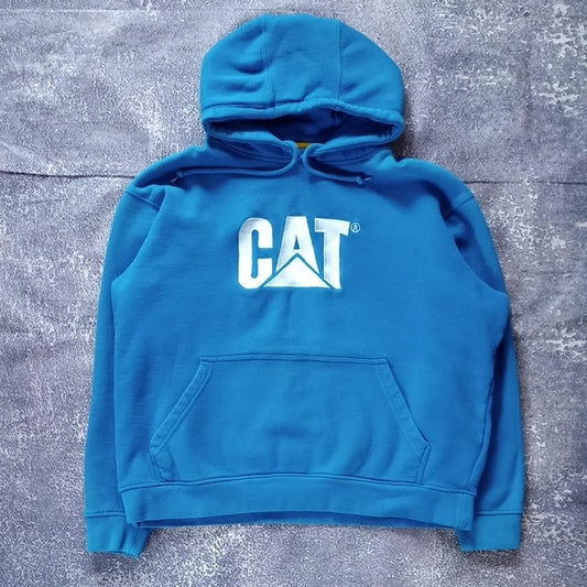 CAT CATERPILLAR Embroidered Blue Hoodie