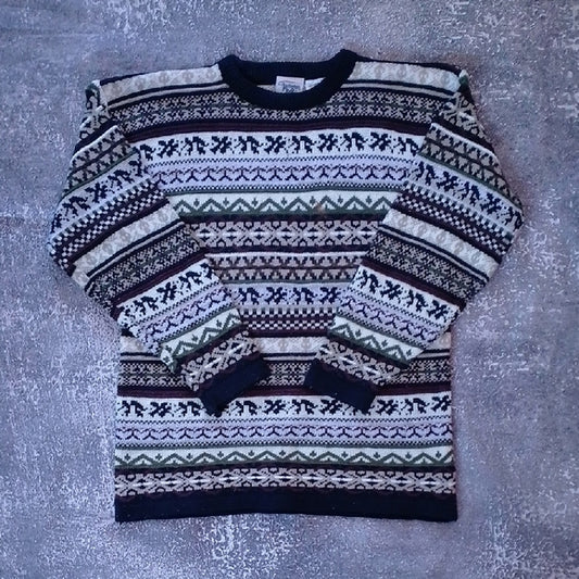 Vintage 90s Huntington Ridge Women's Multicolor Patterned Sweater