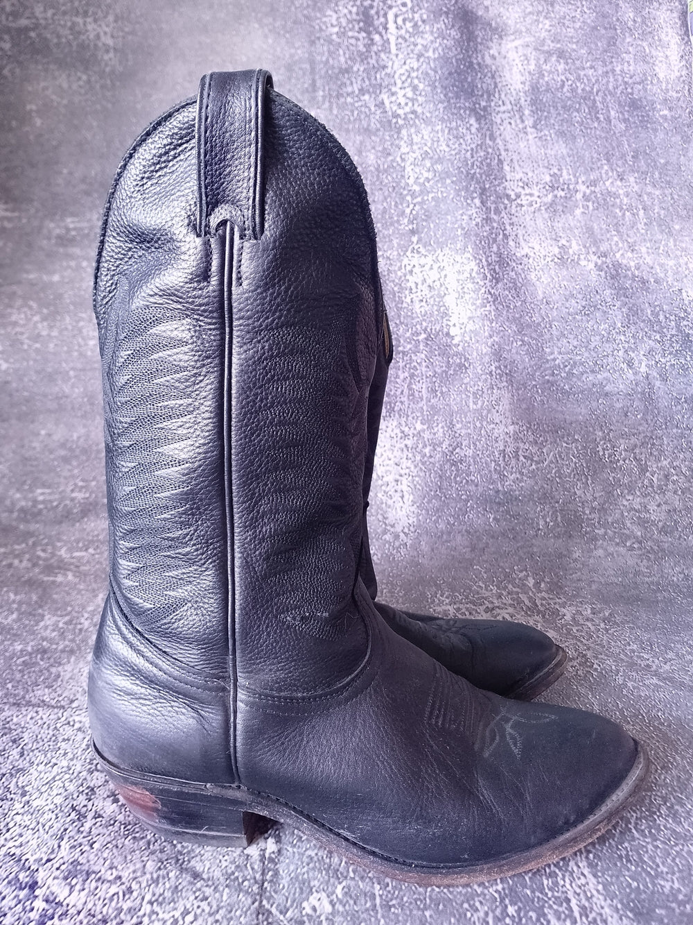 Vintage Boulet Black Leather Western Cowboy Boots, Country Rodeo 3E S J259704 95